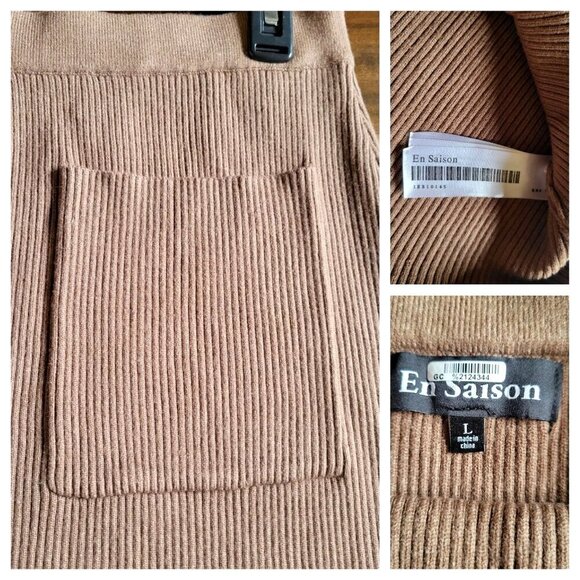En Saison Womens Ribbed Knit Pocket Mini A Line pull on Skirts- L - Picture 4 of 6